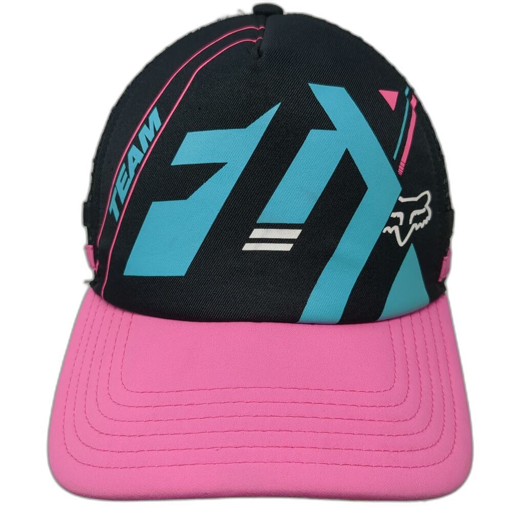 Fox Trucker Hat Black Pink One Size Snapback Team 74 Logo Mesh Motocross Racing